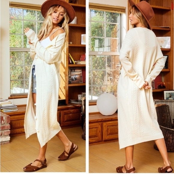 Boho Long Knit Open Cardigan - Picture 2 of 4